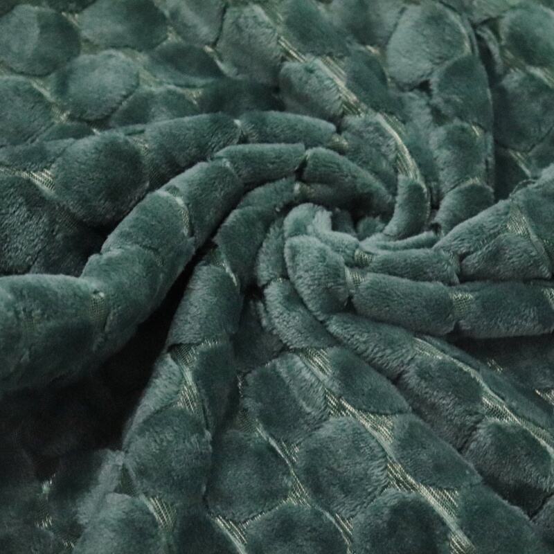 Dark Green Pineapple Check Jacquard Flannel Blanket manufacture