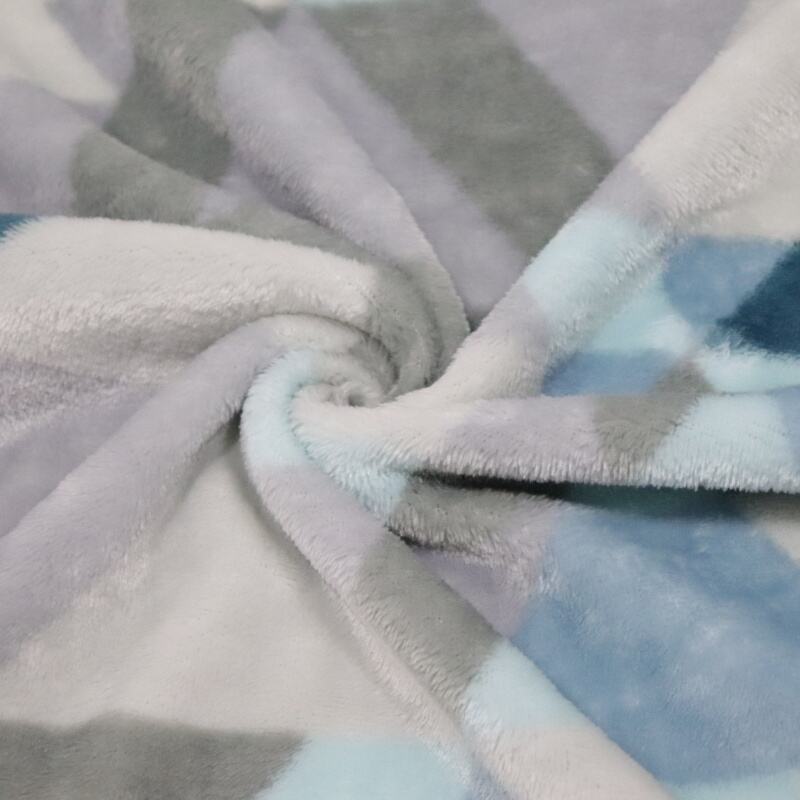 Blue And Grey Rhomboid Flannel Fabric supplier