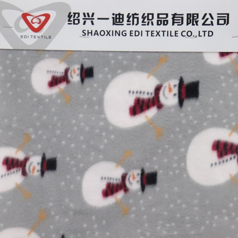 Snowman In Snowy Day Printing Polar Fleece Fabric factory