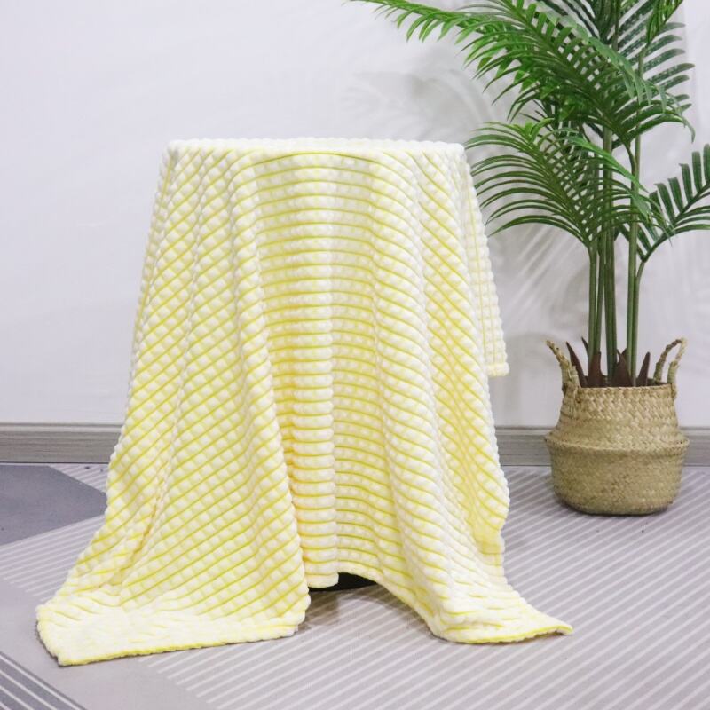 Yellow Pineapple Checks Jacquard Flannel Blanket factory