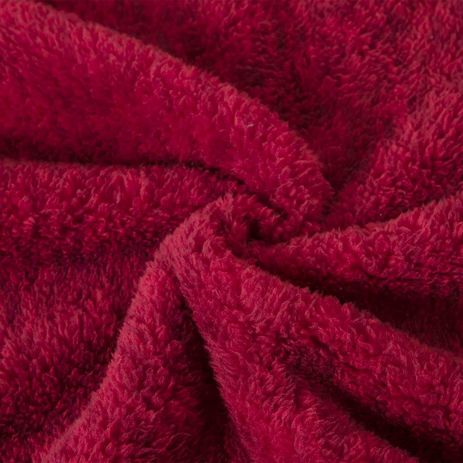 Hot Selling Red Solid 100% Polyester Warm Sherpa Fleece Blanket For Sofa details