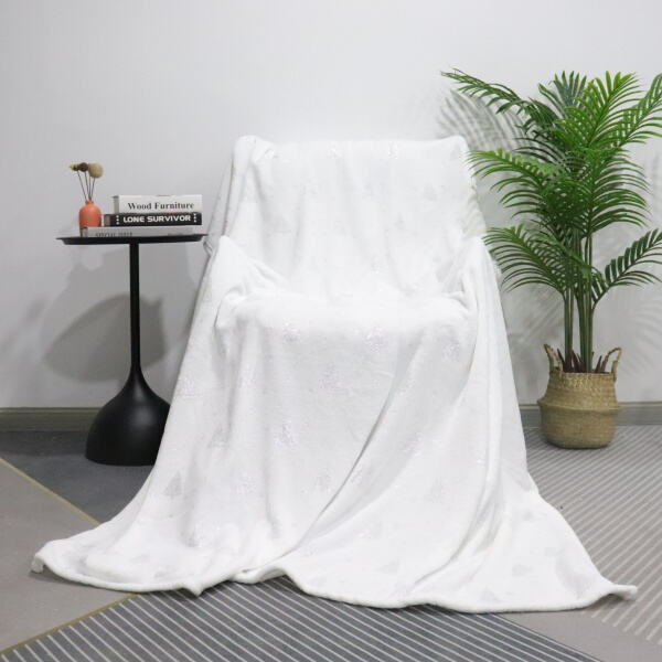 Stay warm and stylish with a white fluffy blanke