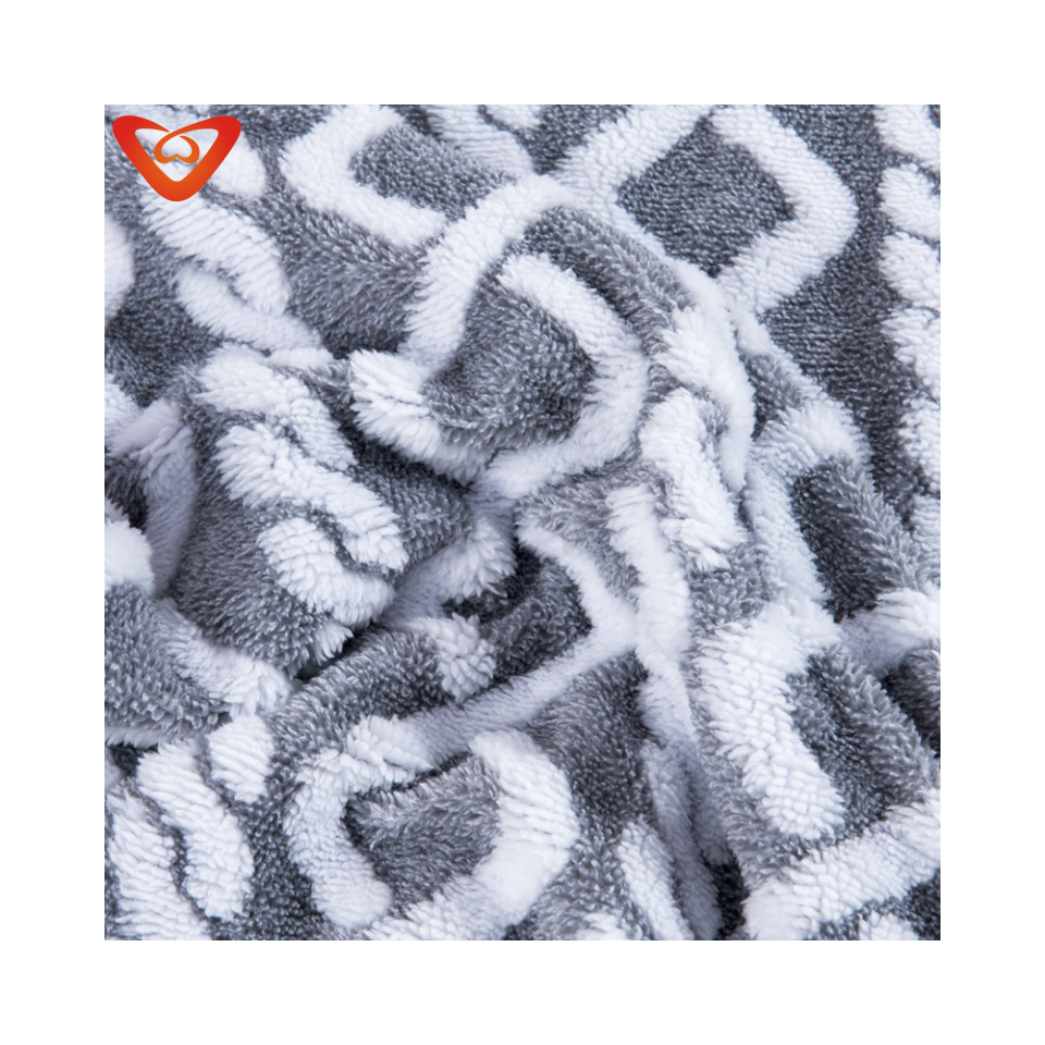 Factory Direct Supply 100% Polyester Double Solid Cationic Jacquard Sherpa Fleece Throw Blanket For Office details