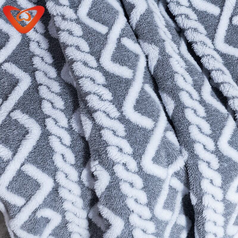 Factory Direct Supply 100% Polyester Double Solid Cationic Jacquard Sherpa Fleece Throw Blanket For Office details