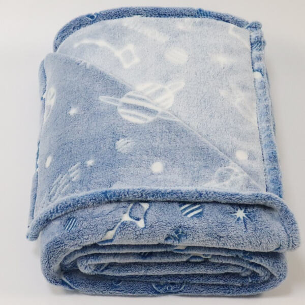 A playful touch of blue with our fleece blanke
