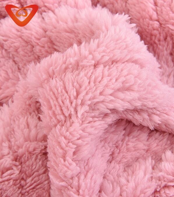 100% Polyester Soft Fluffy Sherpa Fabric Double Layer Printed Jacquard Fleece Sherpa Fabric For Pajama and Blanket details