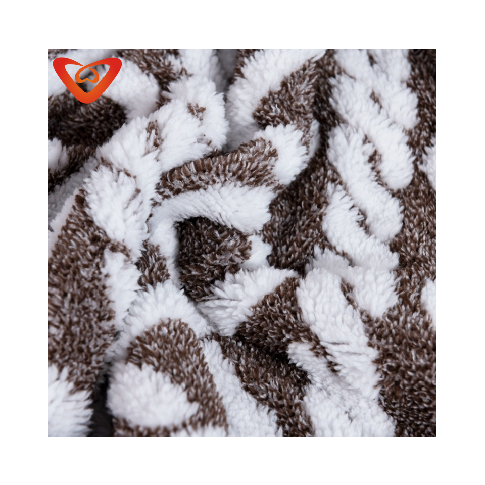 Factory Direct Supply 100% Polyester Double Solid Cationic Jacquard Sherpa Fleece Throw Blanket For Office manufacture