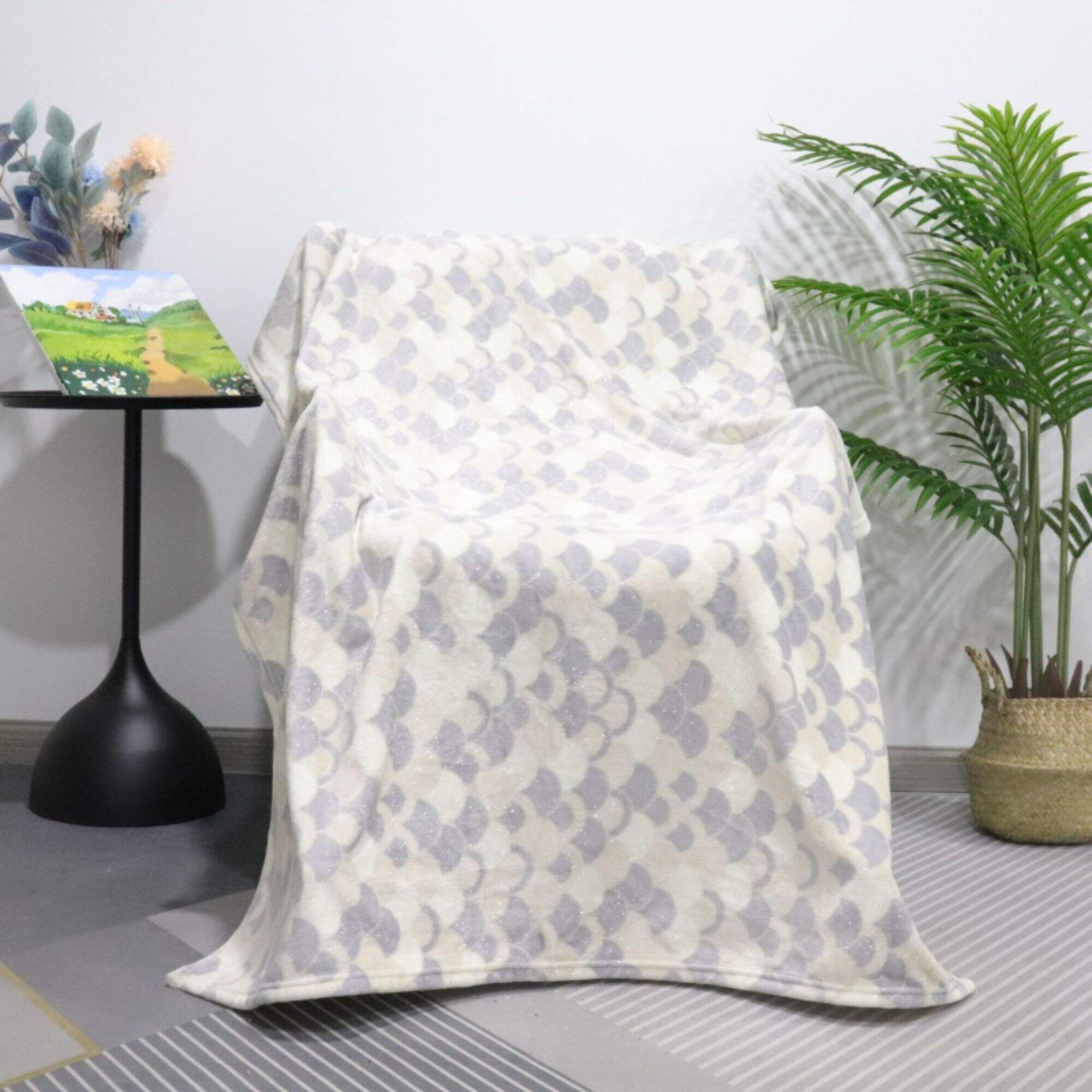 beige bubble fleece pv blanket-75