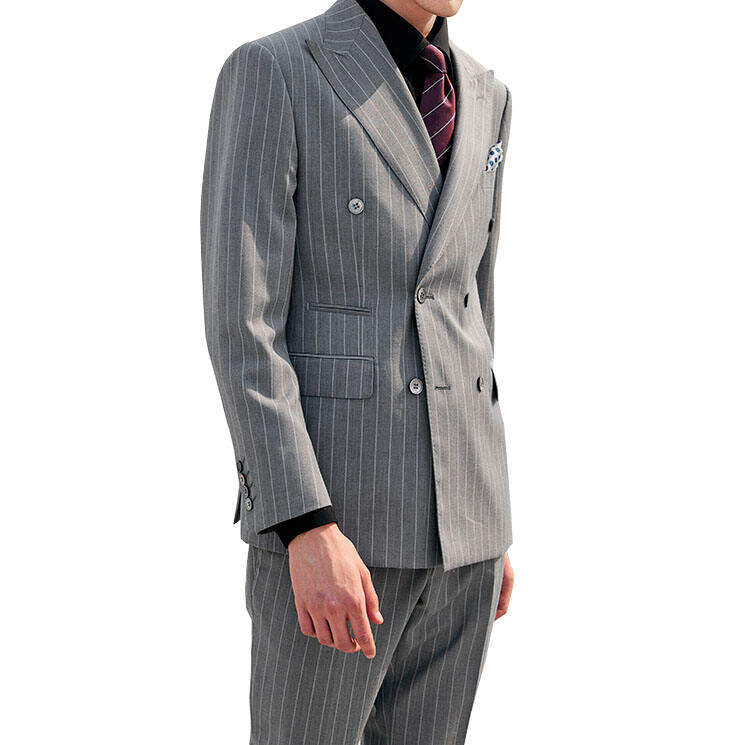 2024 Hot style double breasted classic men suit Striped light color slim fit custom mens suit supplier