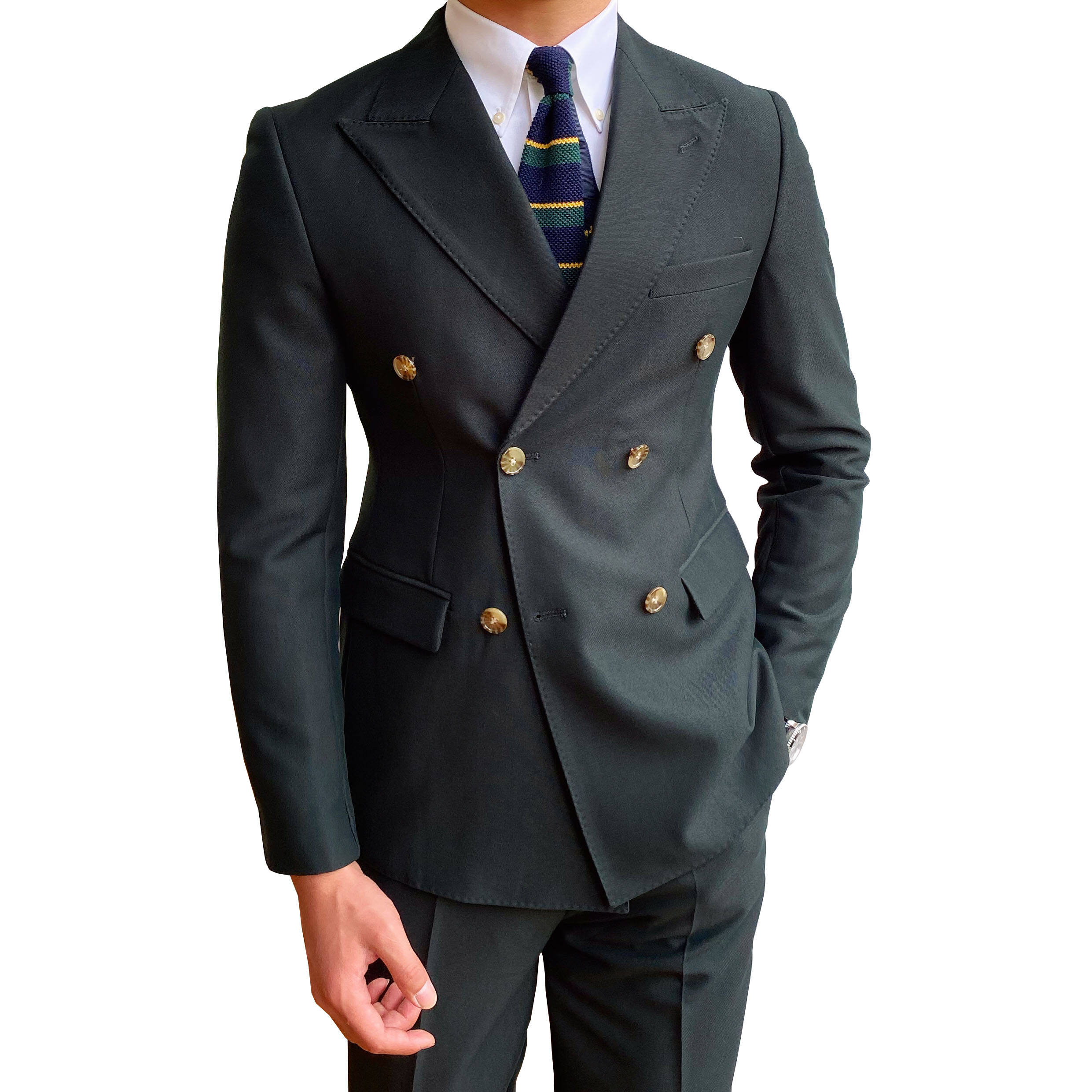 2024 Factory price soild color men suit double breasted classic blazer & jacket slim fit custom men's suit supplier