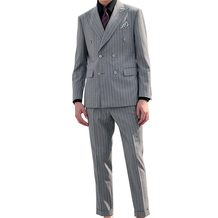 2024 Hot style double breasted classic men suit Striped light color slim fit custom mens suit supplier