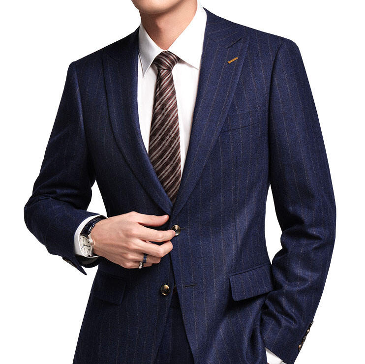 High quality slim Fit stripe men suit 2 piece business wedding custom mens suit factory