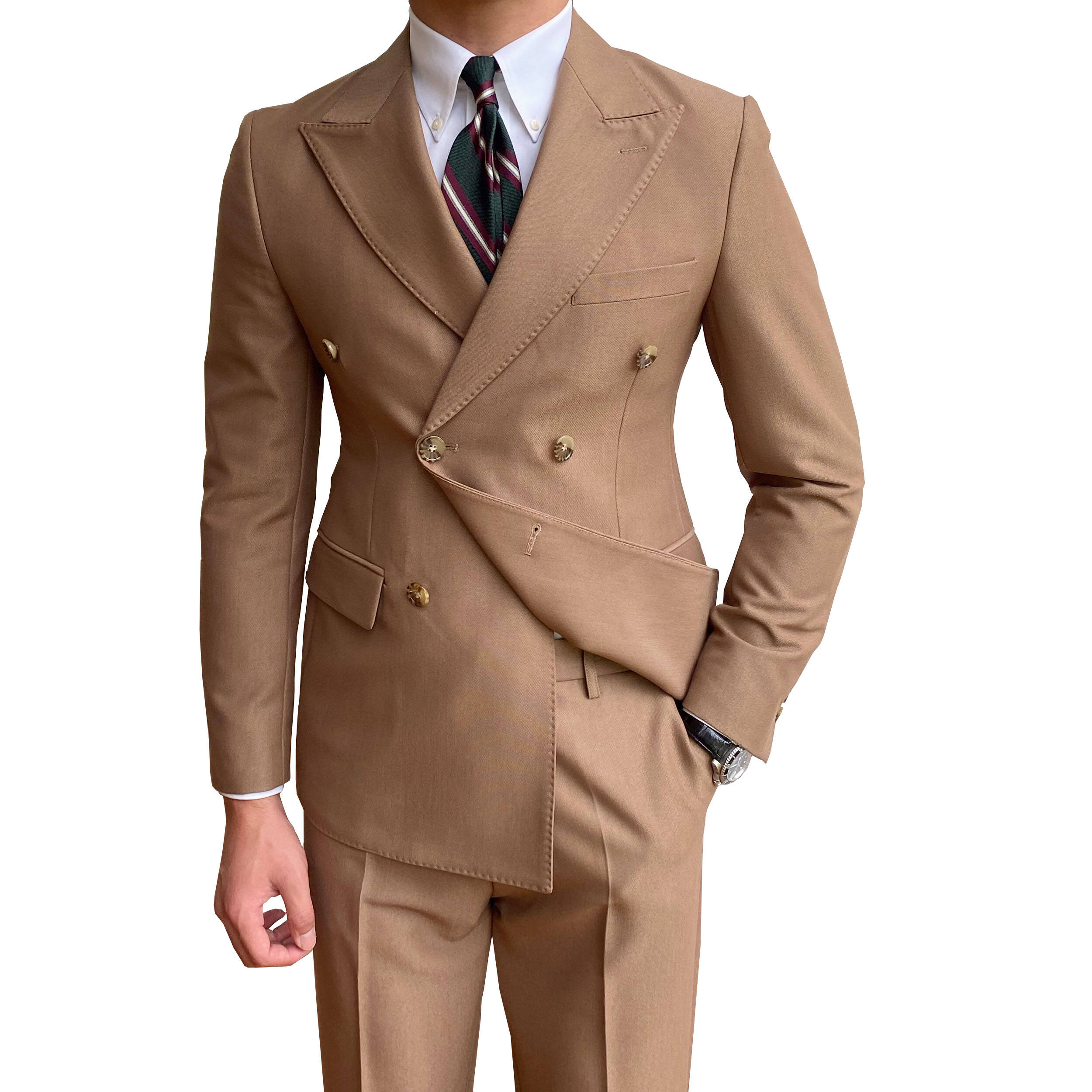 2024 Factory price soild color men suit double breasted classic blazer & jacket slim fit custom men's suit details