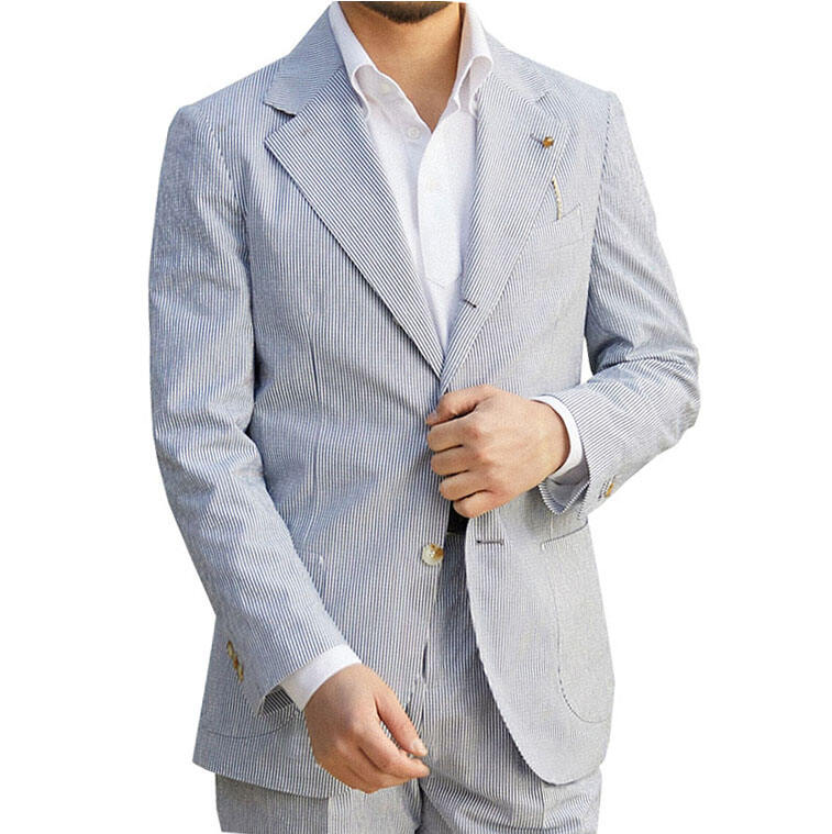 2024 Factory price business suit new style men's striped jacket suit custom mens suit details