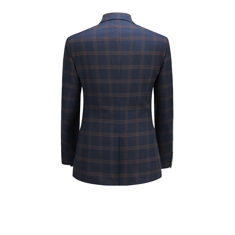 2024 Fashion Plaid Men Suit Formal Business Jacket Slim Fit Wedding Coat mga detalye ng custom na mens suit