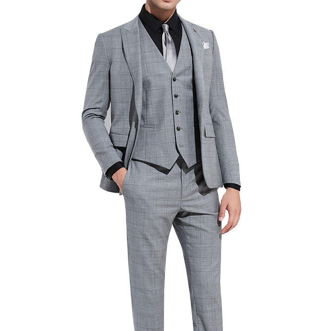 Costume d'affaires à carreaux pour hommes, 2024 pièces, coupe slim, personnalisé, Blazer pour détails de mariage, 3