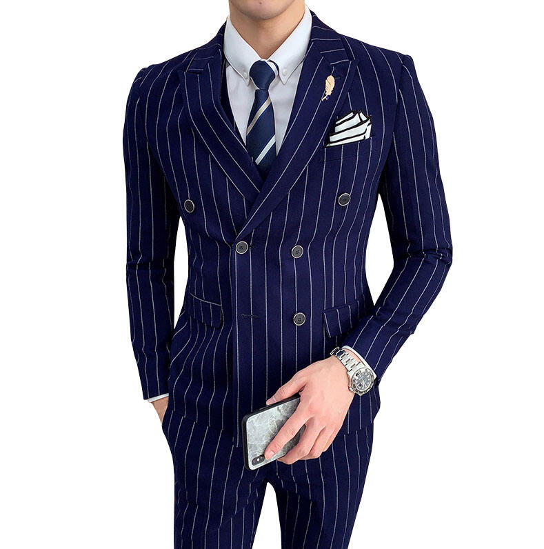 2024 Unique Design Men Suit Stripe Men's Blazer Slim Fit Wedding suit Prom custom mens suit factory