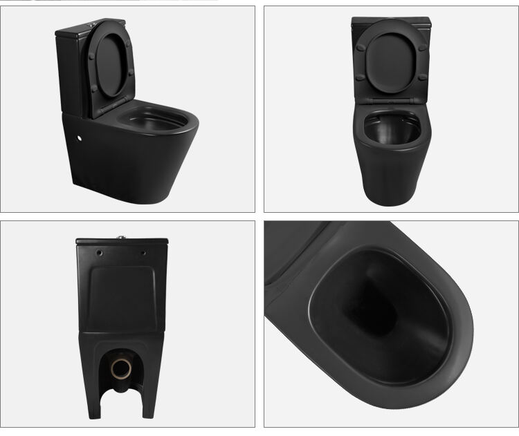 watermark sanitary ware two push button floor standing matte black ceramic two piece toilet water closet wc toilet supplier