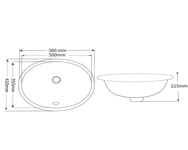 CE CUPC European Lavatory Bathroom Round Oval Sink Ceramic Under Counter Basin in White supplier