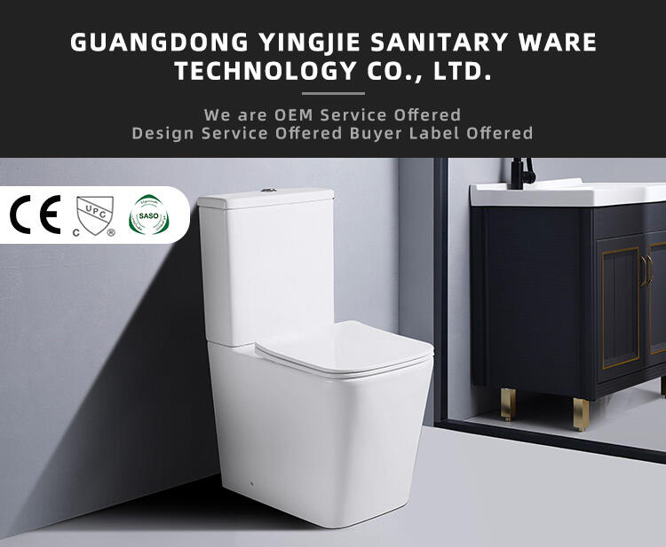 hot sale bathroom Ceramic Watermark double flush commode rimless design square two piece toilet for the high definition details