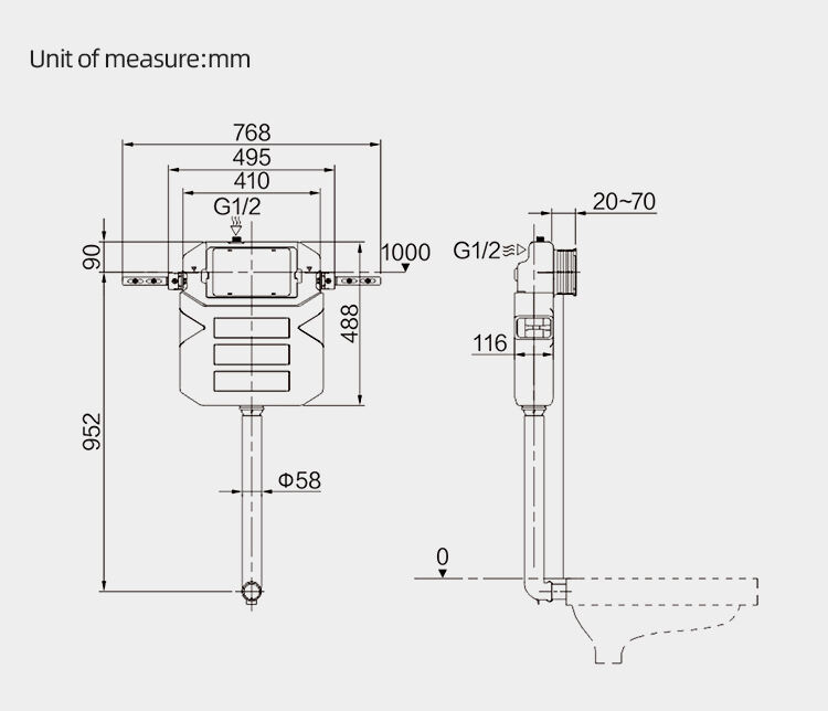 bathroom wc pressure washer with concealed water tank for wall hung toilet factory