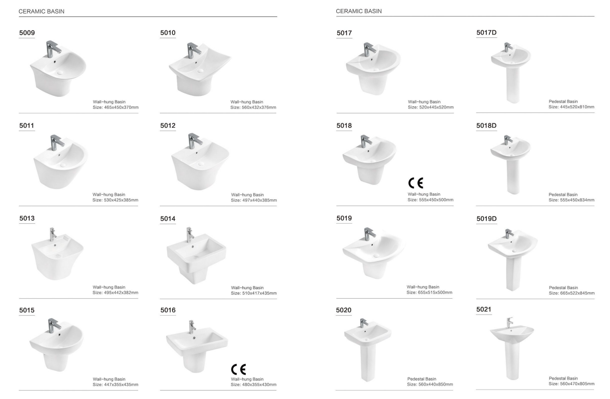 ceramic wash basin sink hand wash basin with wall hung pedestal for bathroom factory