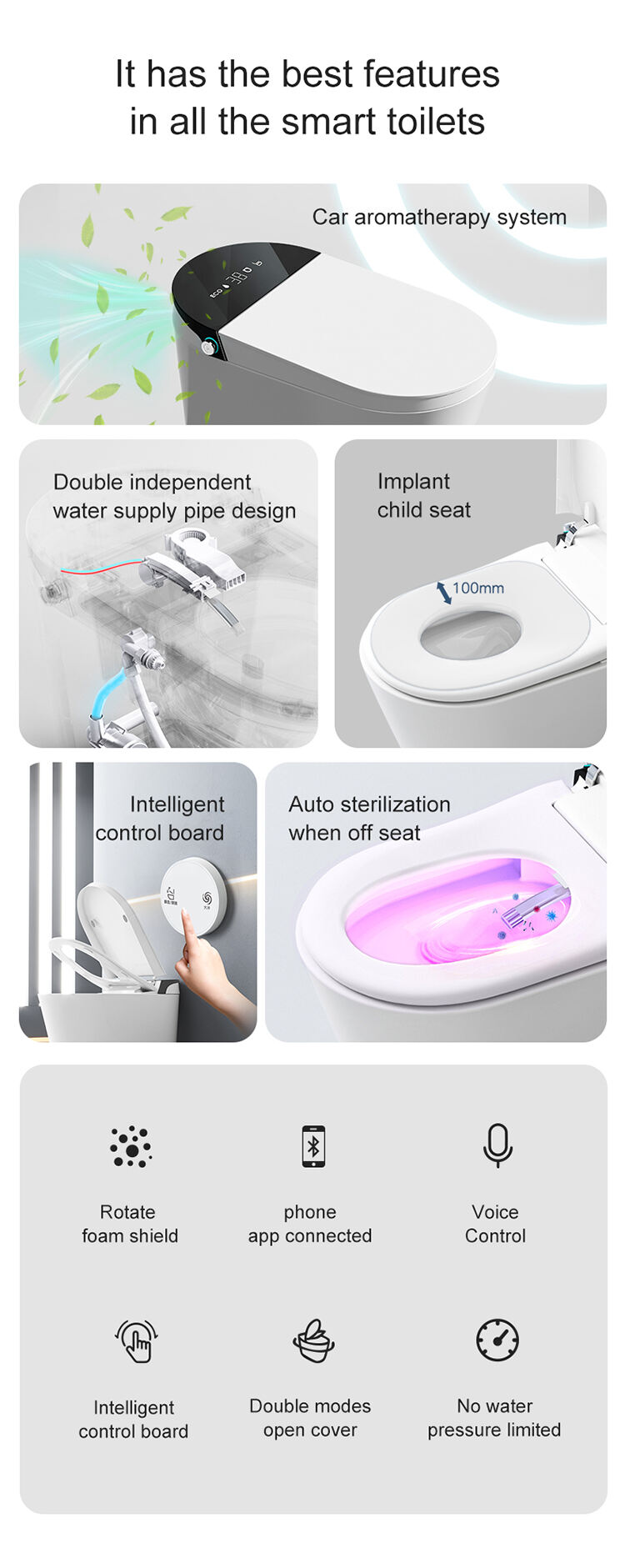 high quality australian standards smart sitting toilet intelligent automation system toilet electronic stylish toilet details