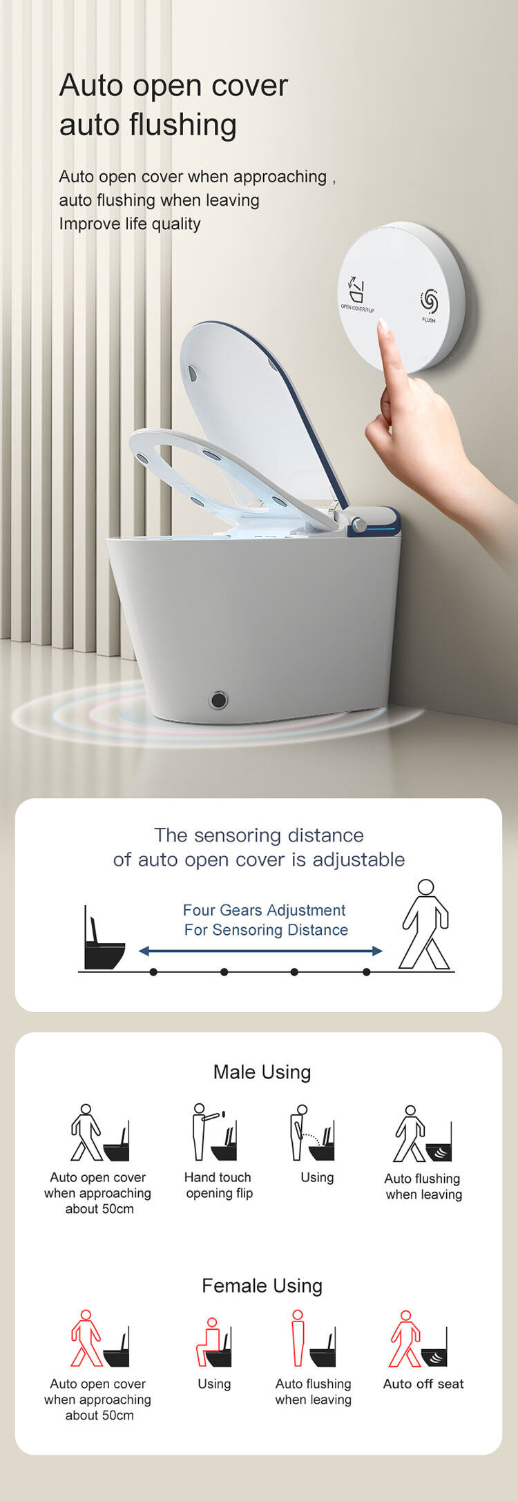 inteligente inodoro new design electric closed Automatic self cleaning smart toilet manufacture