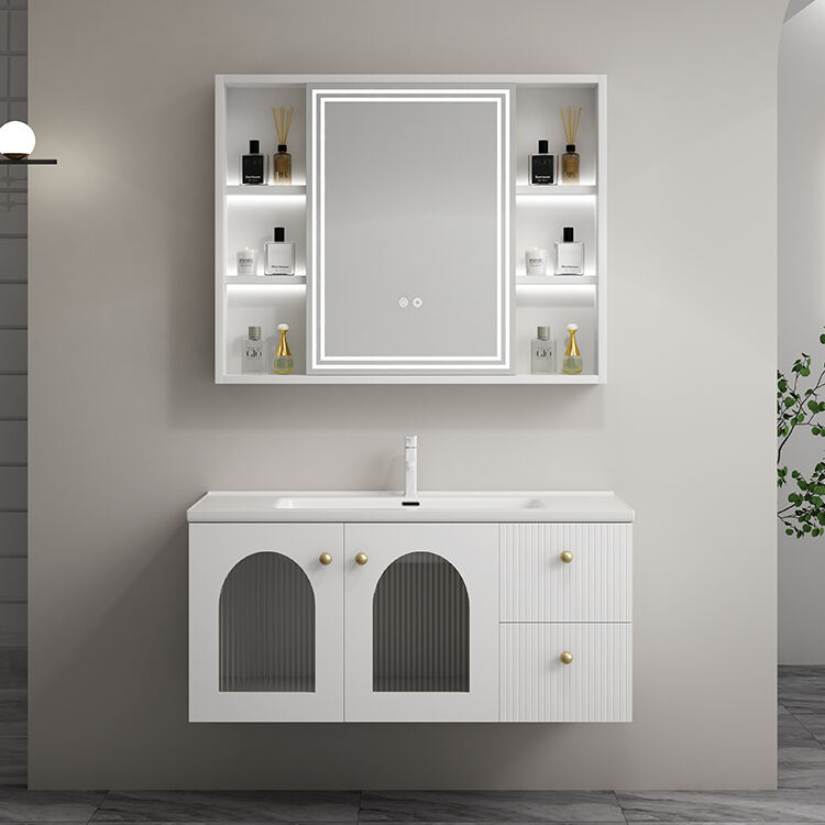 Best selling modern bathroom plywood cabinet vanities set cabinet with ceramic sink mirror vanity set