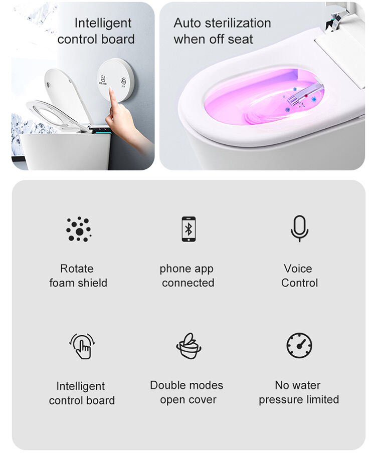 2022 hot sale 110v p-trap voice control automatic flush smart minimalist floor type intelligent ceramic toilet supplier