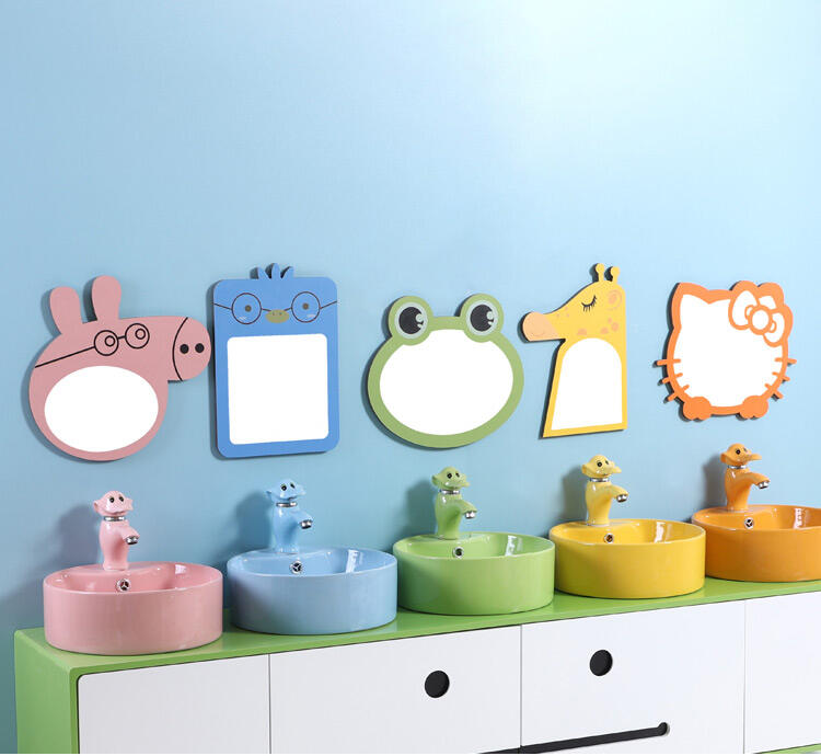 color cartoon animal hello kitty mirror kids bathroom vanity wall mounted mirror supplier