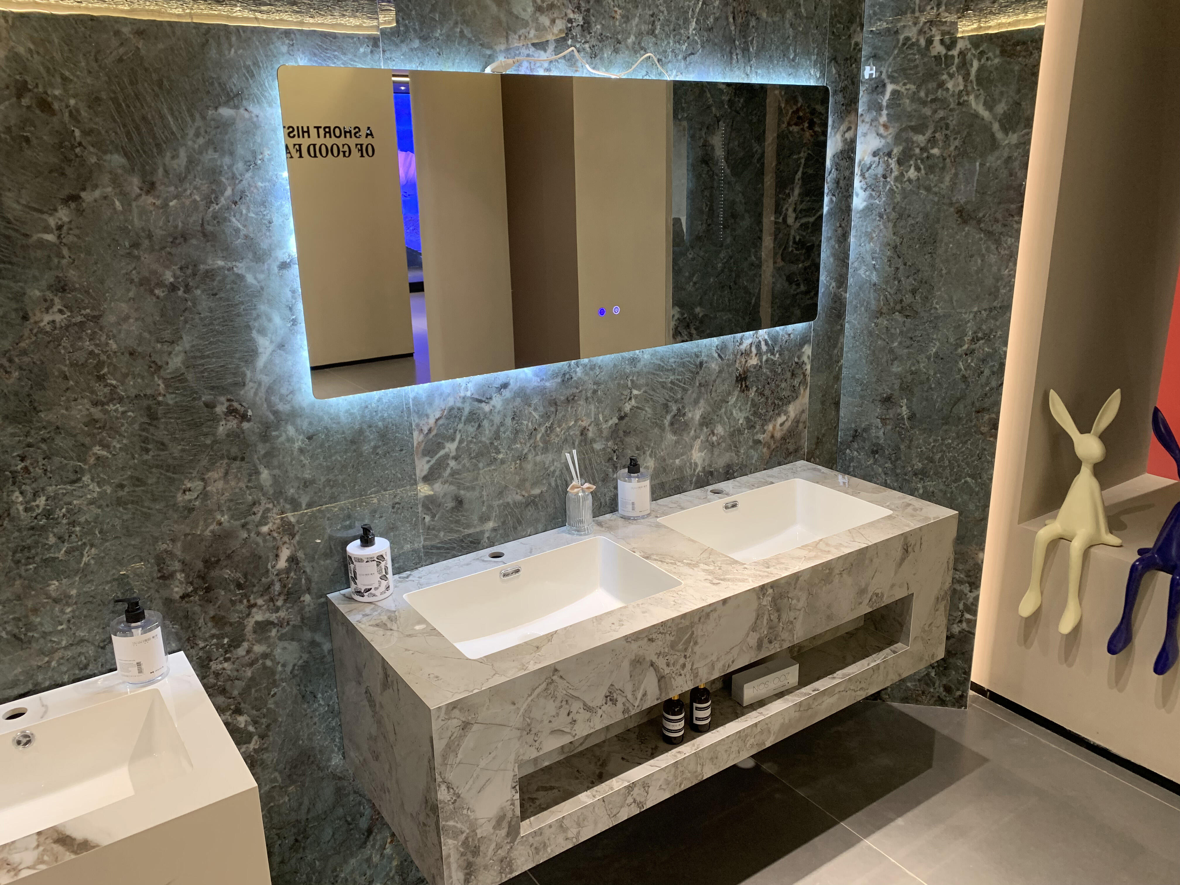 chinese bathroom sintered stone wall hung vanity for hotel bathroom supplier