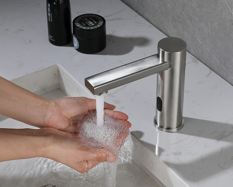 Wholesale CE Rohs Touchless Sensor SUS304 tapware Inductions Bathroom Sink  Automatic Mixer Faucet Shower in Brushed factory