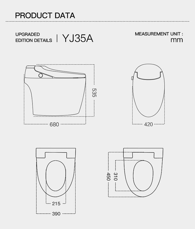 YJ35A Newest  Dual Flush Integrated Bidet Toilet Luxury Auto Open and Close Lid Heated Seat Smart WC sanitary wares toilet manufacture