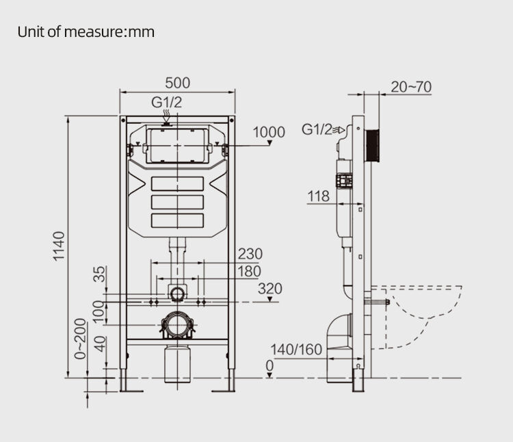 Manufacturer sanitary ware bathroom concealed water tank for ceramic wall hung toilet supplier