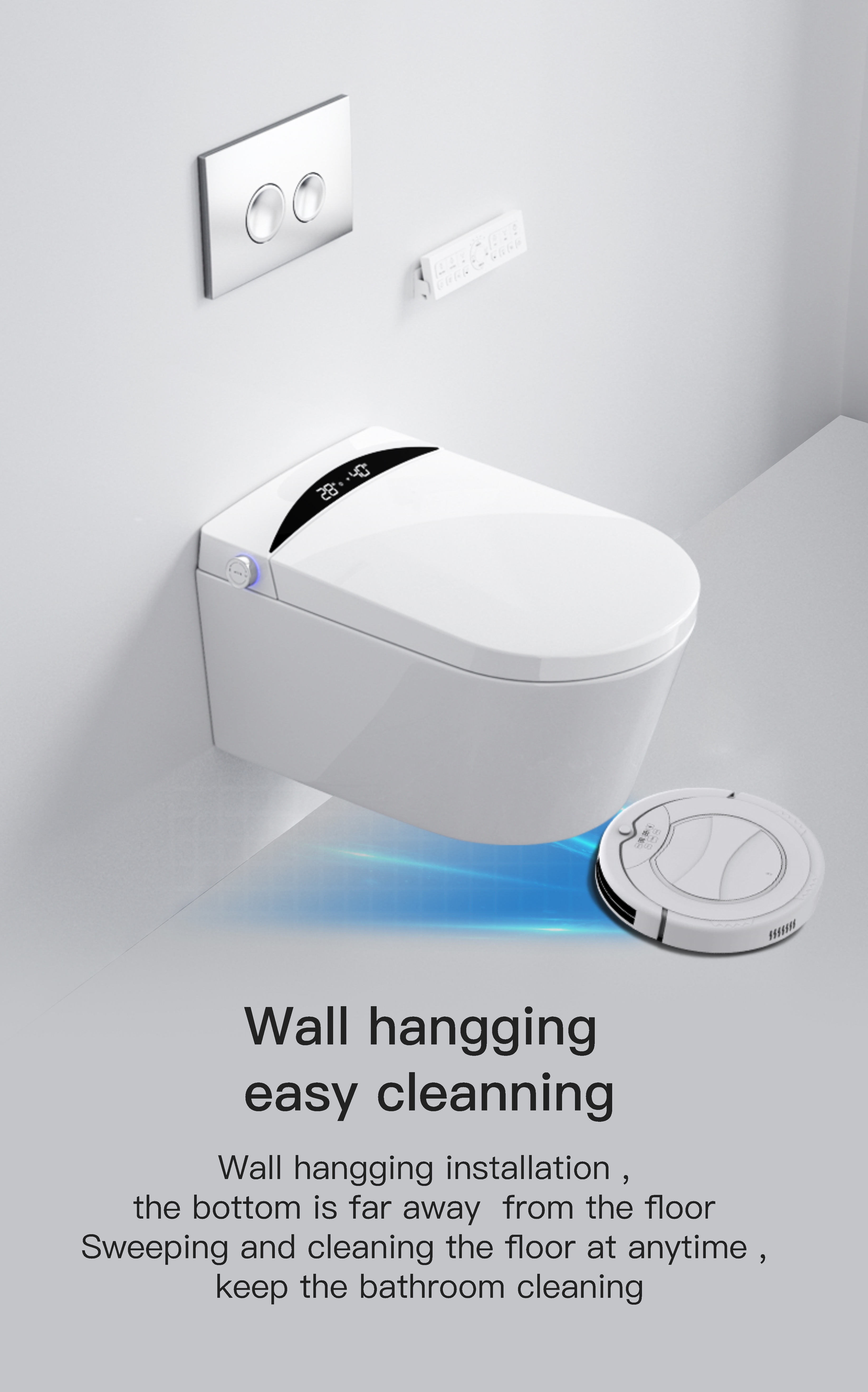 Modern Bathroom Decoration Ceramic Body Toilet Wc Inodoros Inteligentes Automatic Wc Wall Hung Smart Toilet factory