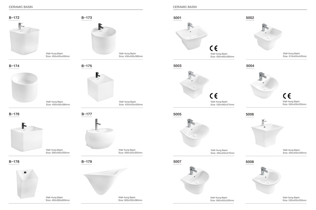 ceramic wash basin sink hand wash basin with wall hung pedestal for bathroom manufacture