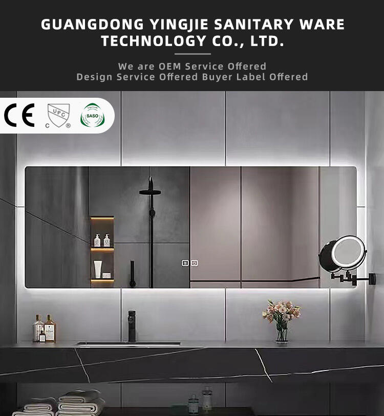 Wall Mounted Safe LED Light Multi-function Vanity Illuminated Mirror for Bathroom manufacture