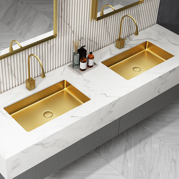 Factory Luxury Handmade Golden Sink Bathroom Stainless Steel SS304 Undermount Sinks Art Basins details