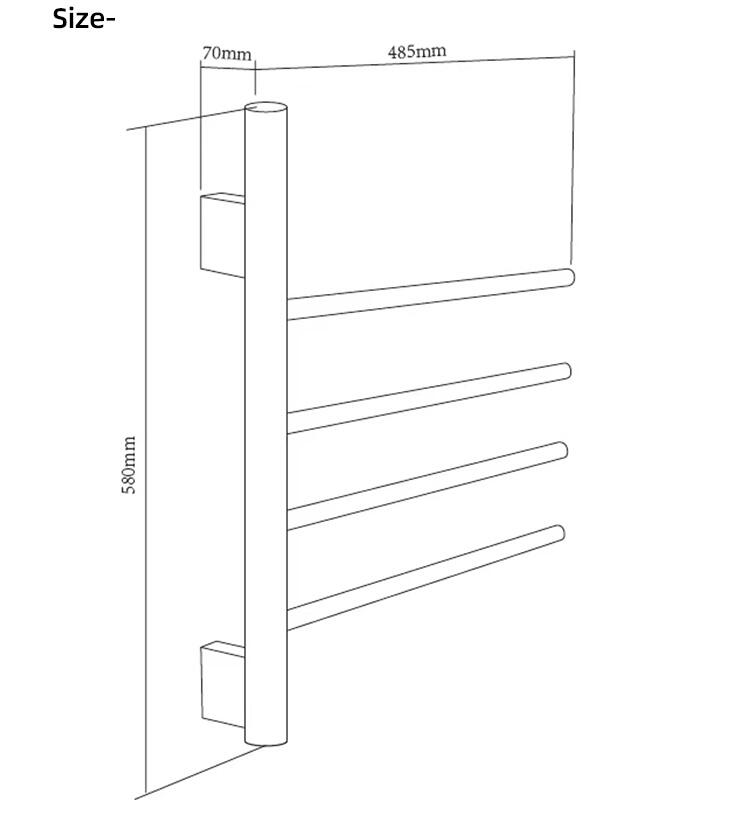 round tube single bar electric towel rail heated towel rack for bathroom details