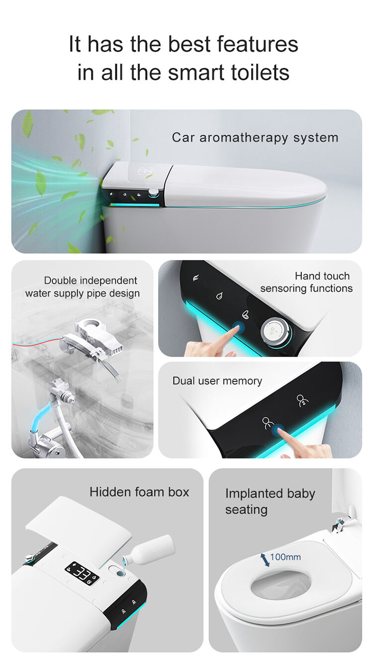 2022 hot sale 110v p-trap voice control automatic flush smart minimalist floor type intelligent ceramic toilet supplier