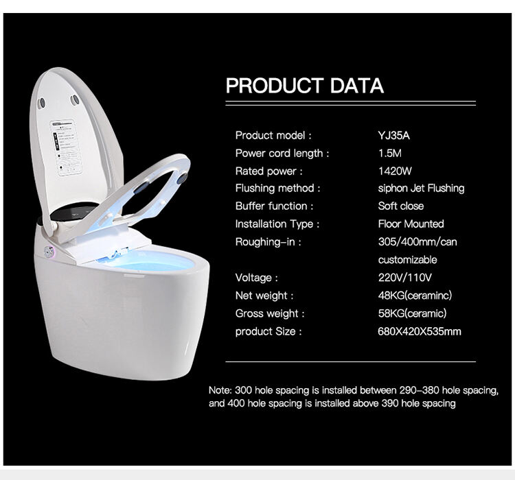 YJ35A Newest  Dual Flush Integrated Bidet Toilet Luxury Auto Open and Close Lid Heated Seat Smart WC sanitary wares toilet details