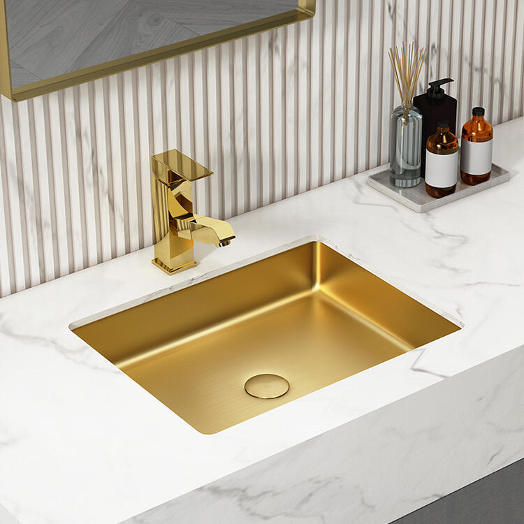 Factory Direct Luxury Golden Undercounter Sink Bathroom Stainless Steel SUS304 Undermount Sinks Basins details