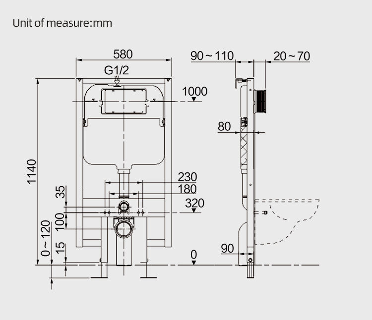 sanitary ware concealed water tank in wall concealed cistern for wall hung toilet details