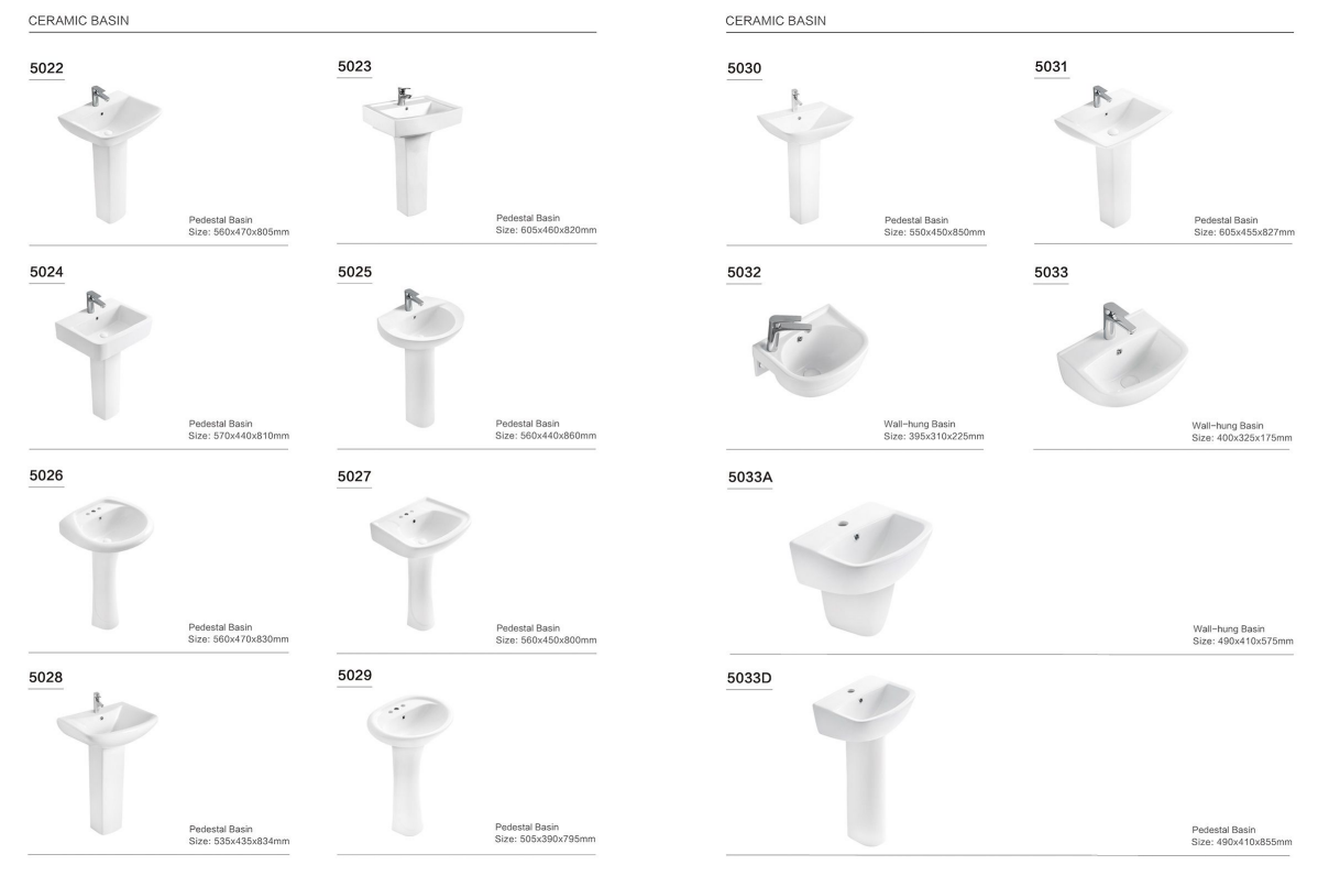 ceramic wash basin sink hand wash basin with wall hung pedestal for bathroom factory