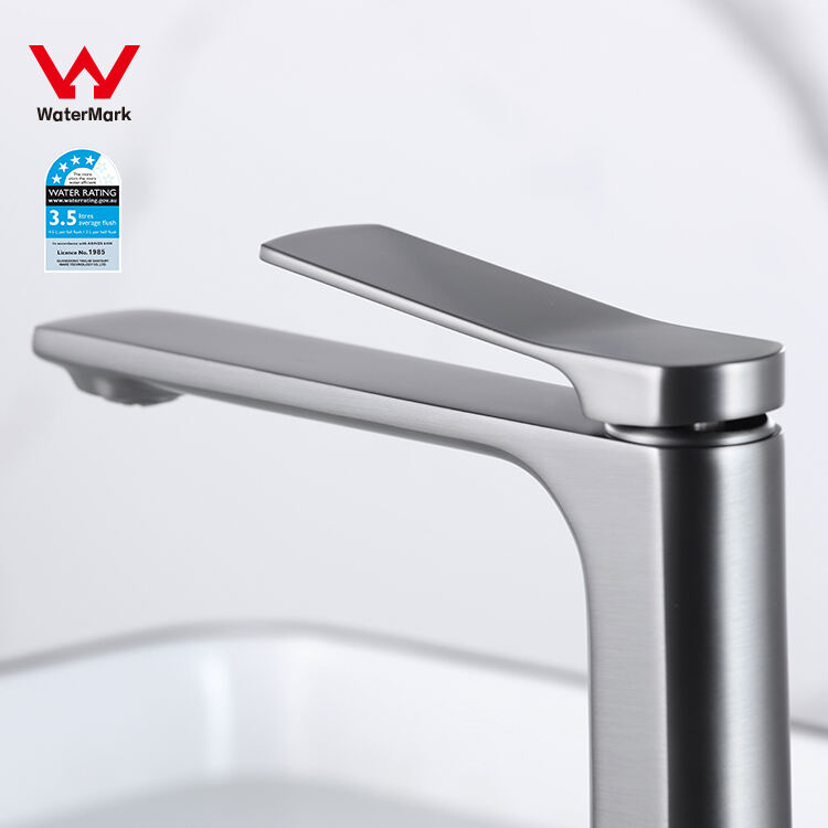 Watermark single hole modern bathroom water faucet tapware brass gun gray kaiping basin faucet manufacture