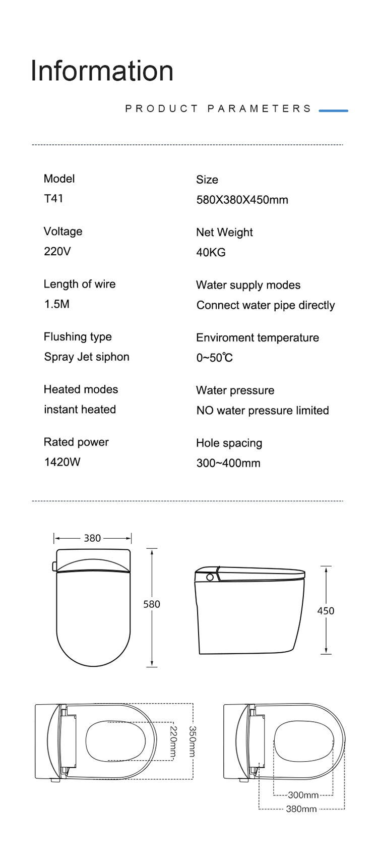 intelligent electric bidet heated toilet seat japanese automatic  smart small toilet with remote control details