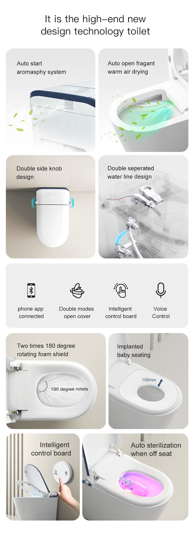 inteligente inodoro new design electric closed Automatic self cleaning smart toilet details