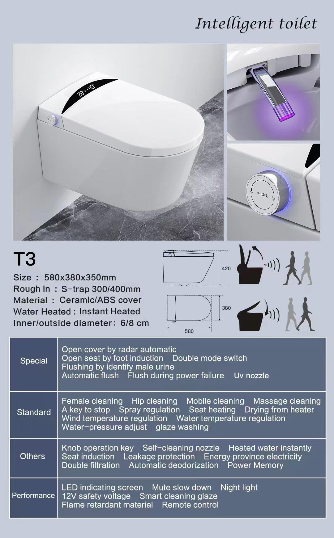 Modern Bathroom Decoration Ceramic Body Toilet Wc Inodoros Inteligentes Automatic Wc Wall Hung Smart Toilet supplier