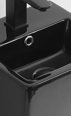 Factory Supplier Independent Glossy Black Free Standing Square Shape Column Pedestal Bathroom basin details